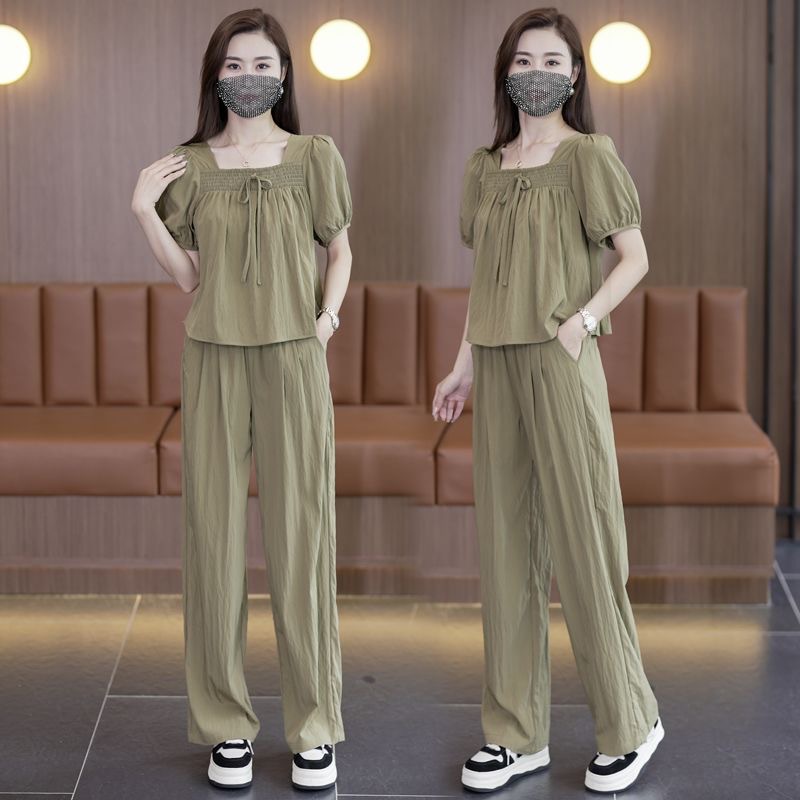 Celebrity Elegant Chiffon Shirt plus size suit 2024 Summer New Goddess Fan Casual Fashion Wide Leg Pants Two-piece Set