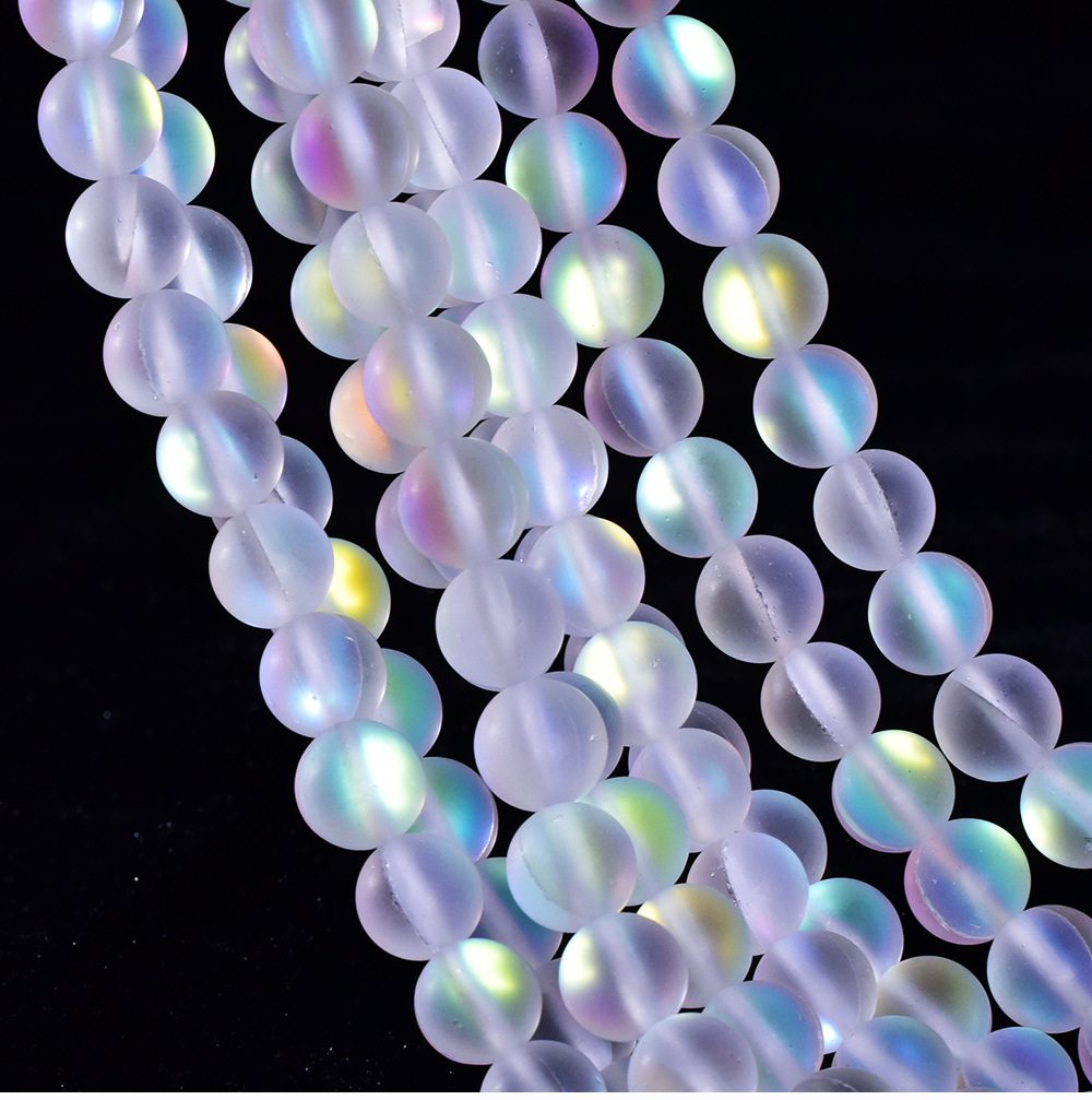 Picture of Synthetic Frosted Moonstone Loose Beads Imitation Glitter Stone Round Beads DIY Bracelet Necklace Jewelry Beaded Accessories B-003