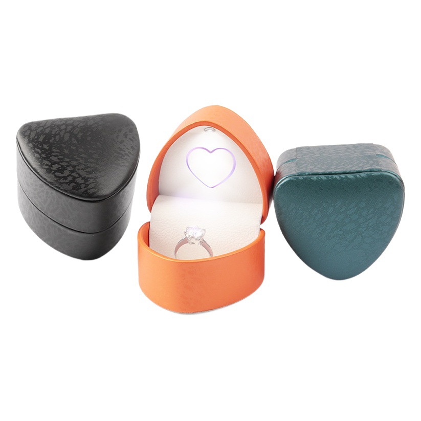 Love Led Jewelry Box Pu Leather Earrings Ring Box Jewelry Packaging Box Pendant Necklace Box Wholesale Jewelry Packaging