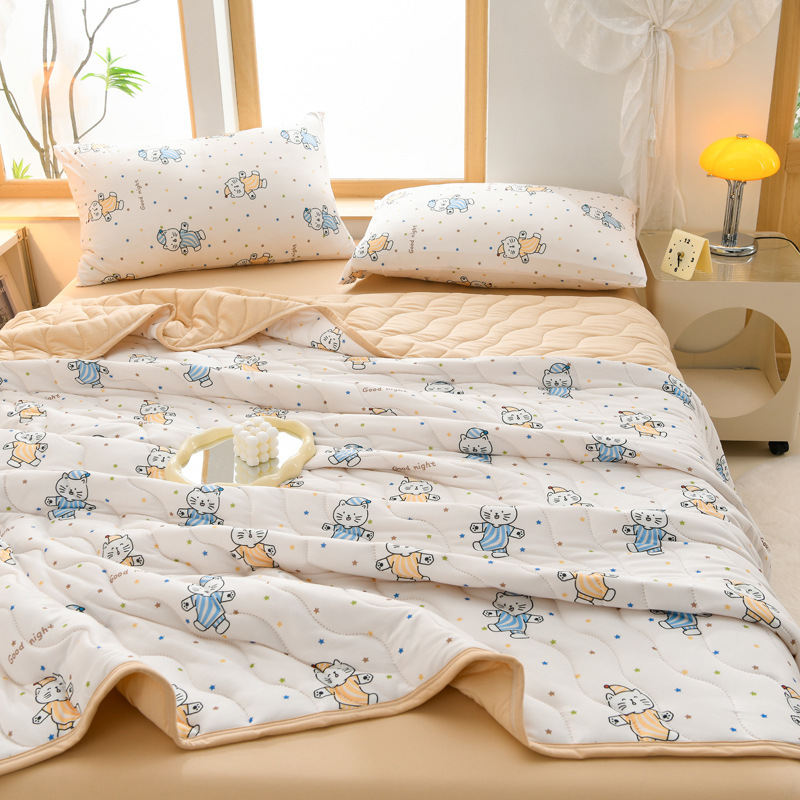 Picture of New Type A Knitted Cotton Summer Quilt Single Double Student Dormitory Summer Air-conditioning Quilt Children's Thin Quilt Washable