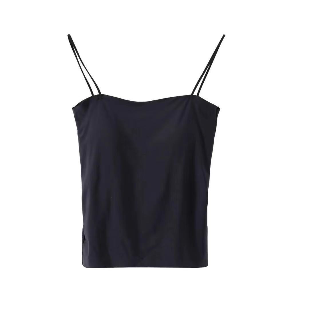 Picture of Solid Color Camisole Women's Summer Outer Wear Top with Fixed Chest Pad No Steel Ring Thin Base Long Thin Tube Top