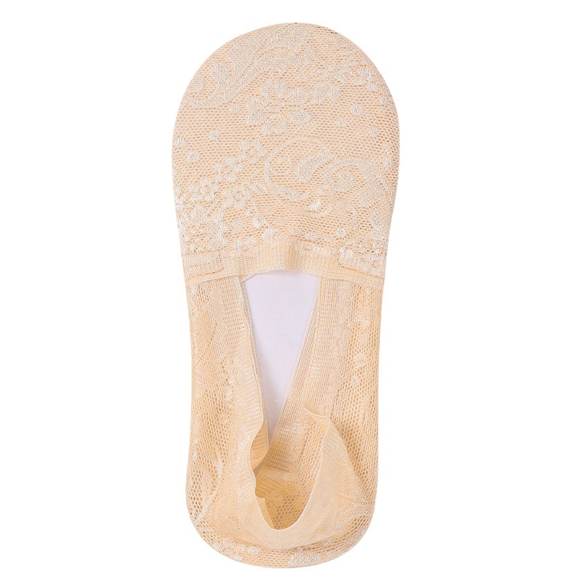 Summer socks women's thin lace ankle socks silicone non-slip invisible socks cotton bottom socks anti-fall heel socks low mouth socks