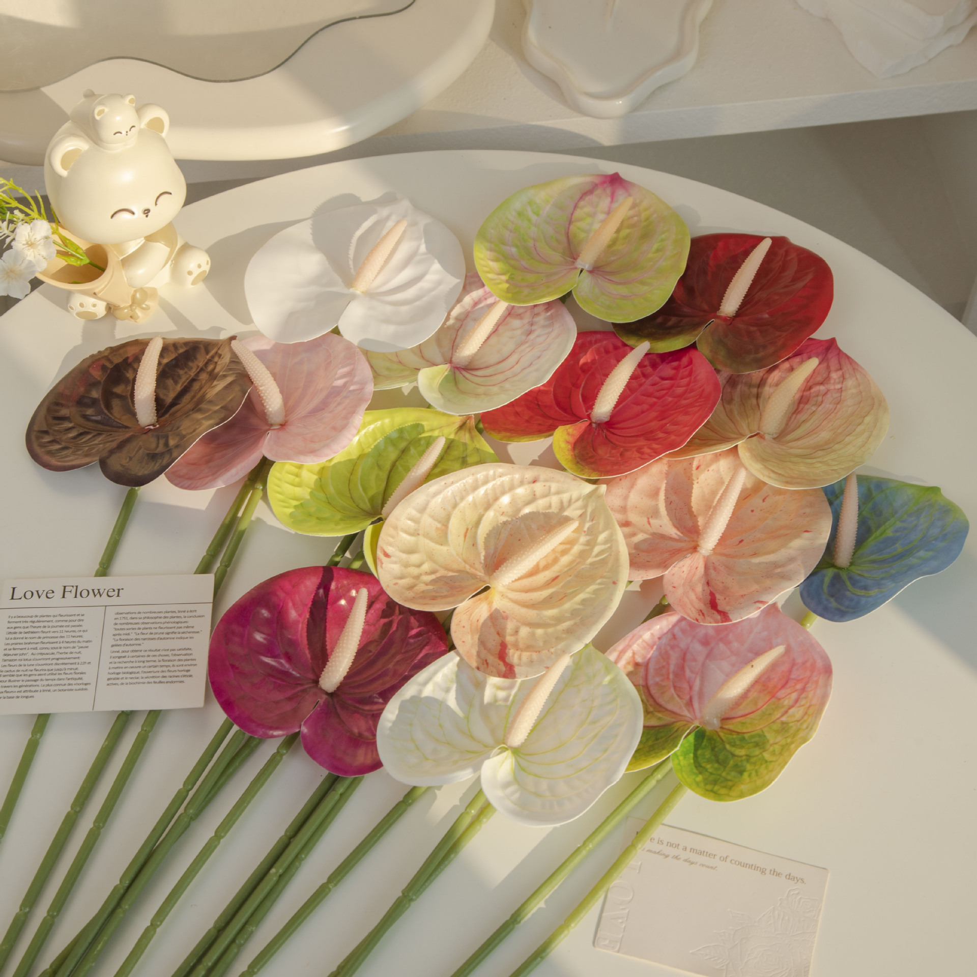 New Year Flower high quality Anthurium Artificial Flower Handmade Floral Gift DIY Packaging Accessories Ornaments Flower Arrange Material