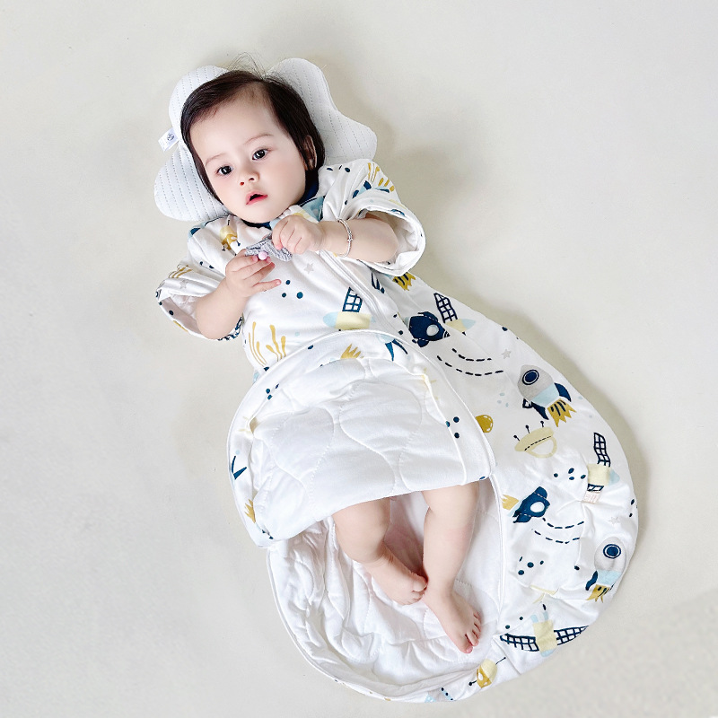 Picture of Aishiyi Antibacterial Baby Cotton Sleeping Bag Children's Sleeping Bag Spring, Autumn and Winter All-In-One Detachable Sleeves Baby Anti-Kick Quilt