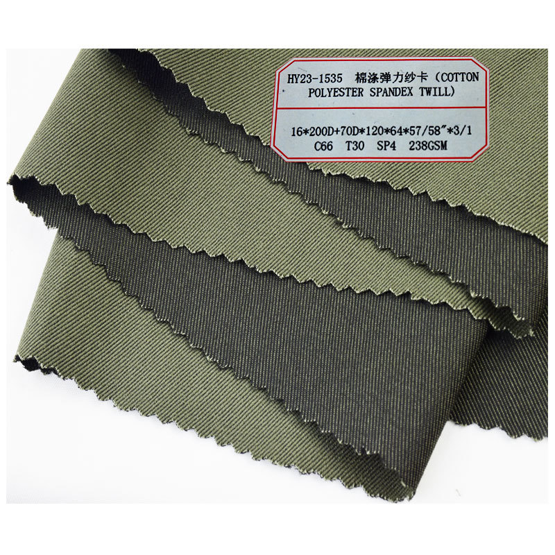 Autumn clothing fabric cotton polyester stretch yarn card twill woven casual pants overalls fabric