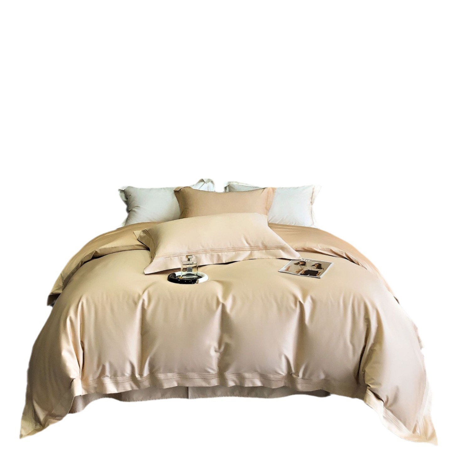 Picture of Class A 140 Xinjiang long staple cotton four-piece cotton bed sheet quilt cover simple embroidery light luxury four seasons
