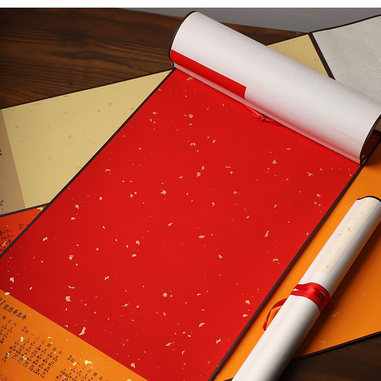 Blank Rice Paper Scroll for Engraving and Printing, Calendar Calligraphy, French Painting Creation, Eternal Red Rice Paper