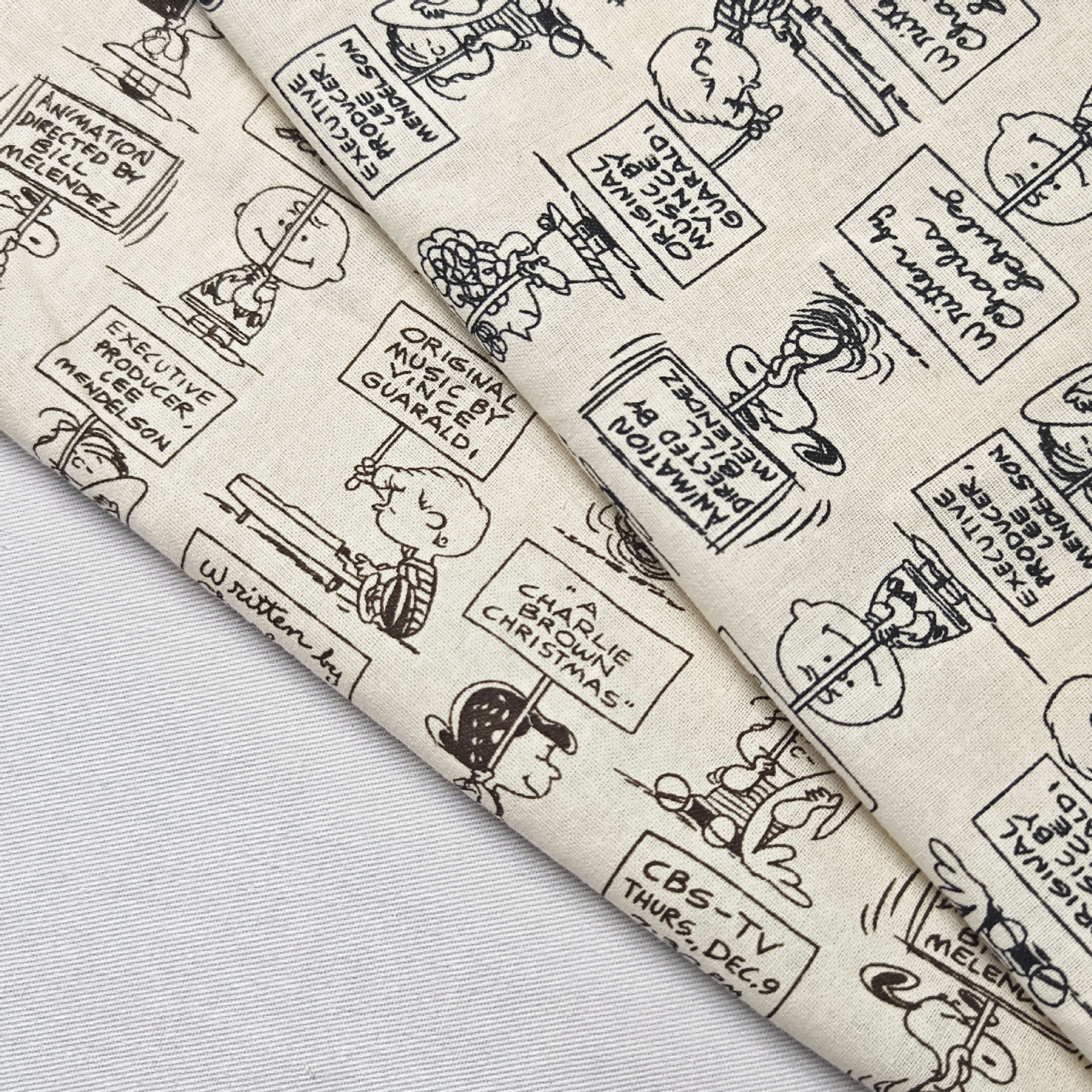 Woven hemp cotton printed fabric Snoopy cotton-padded jacket plant printed fabric dress children's clothing home boutique
