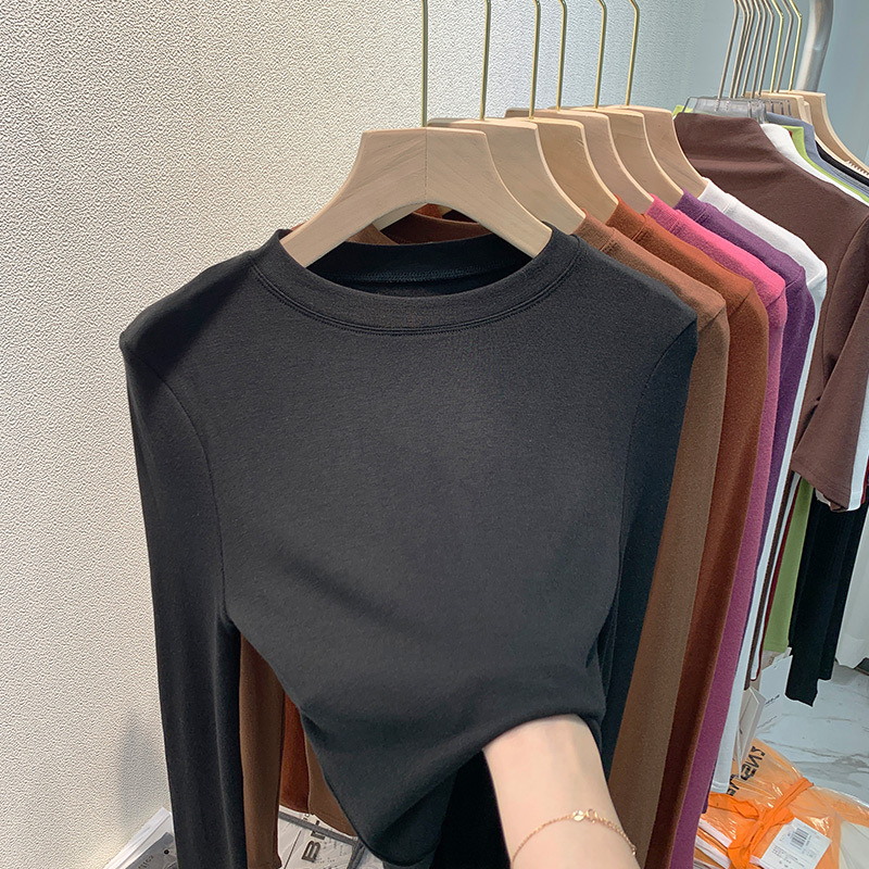 Picture of Derong Long-Sleeved Shirt for Women in Autumn and Winter New Style Fleece-Lined and Thickeneded Half Turtleneck Bottoming Shirt for Women with Western Style Top