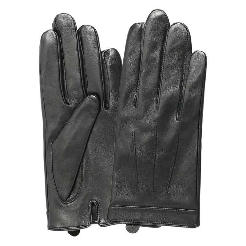 Genuine Leather Gloves Men's Autumn and Winter Short Warm Windproof Driving Motorcycle Thin Top Sheepskin Gloves