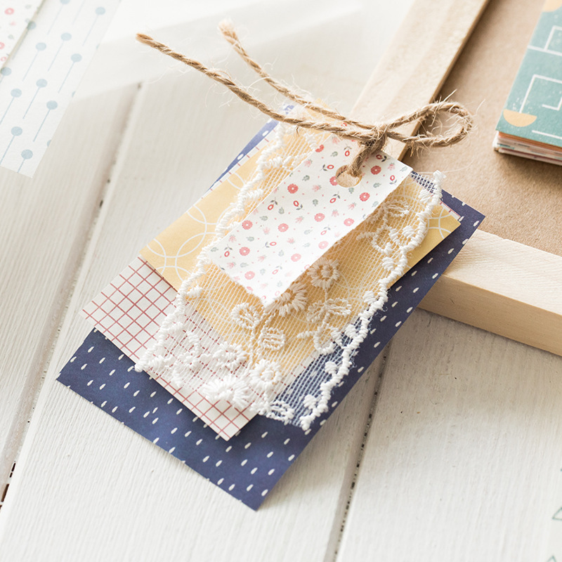 Picture of Yanji sweet supplies series Material paper artistic lace Plaid diy journal tag base decorative note paper