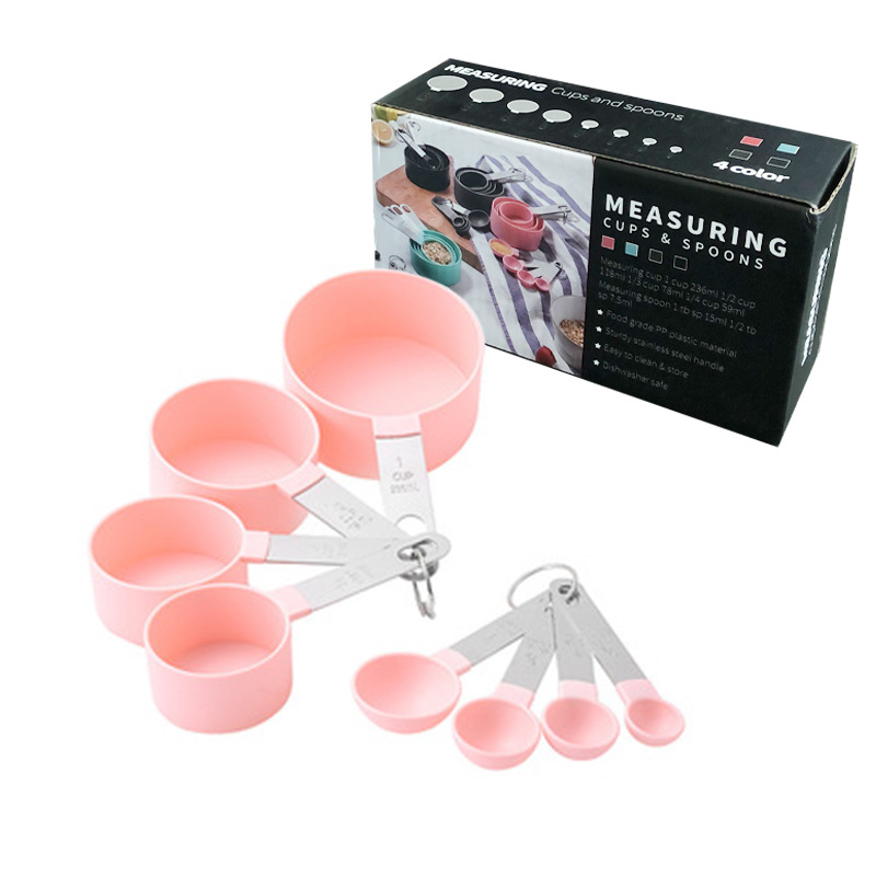 Picture of New stainless steel handle measuring cup 8 piece set plastic measuring spoon measuring spoon Baking set kitchen gadget measuring spoon
