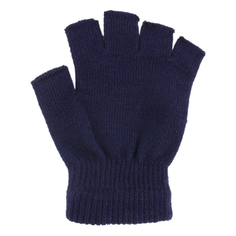 Half-finger gloves for men and women in autumn and winter warm cold solid color knitted Dew two-finger touch screen riding gloves manufacturers wholesale
