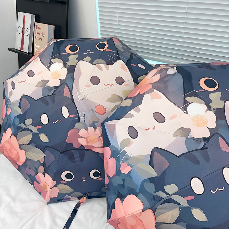 High-looking cartoon vinyl folding umbrella automatic sun protection UV protection rain dual-use umbrella portable umbrella