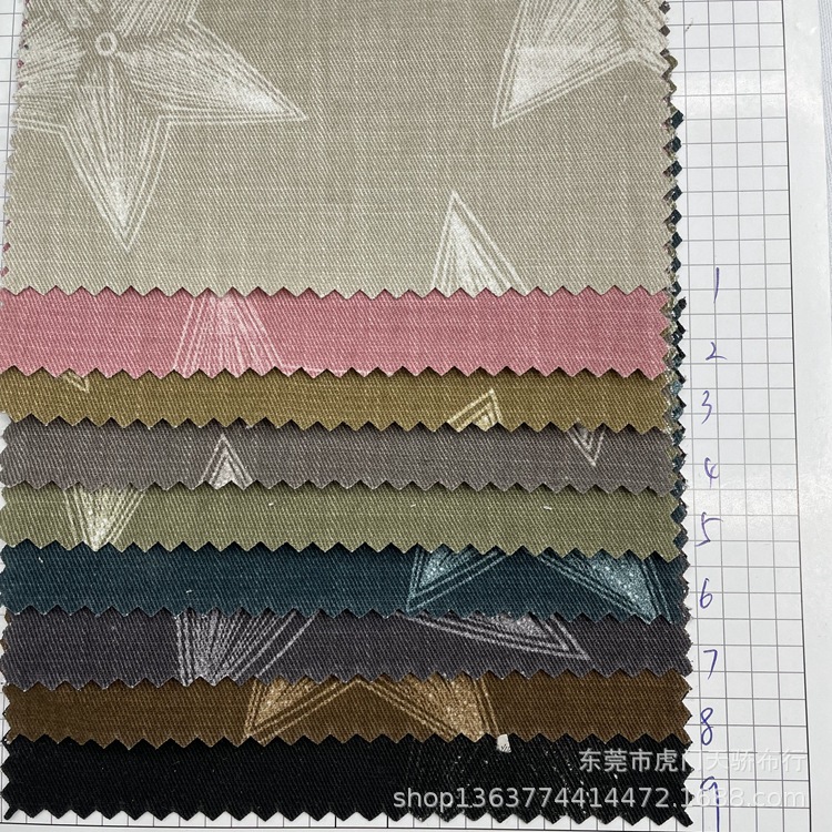 Autumn and winter New woven printed cloth woven cotton bamboo joint 250g sand washed cotton cloth Big Star printed coat material