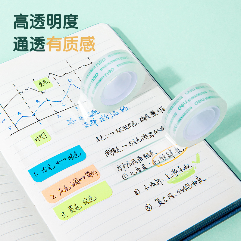 Picture of Deli 30065 transparent tape 1.8cm * 30Y student stationery tape office supplies financial small tape tape Tape