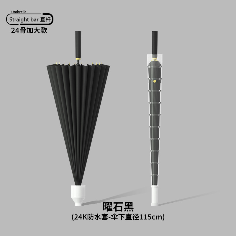 Picture of 24-bone umbrella automatic umbrella large oversized factory large wholesale straight rod long handle umbrella sunny and rainy dual-use printed logo