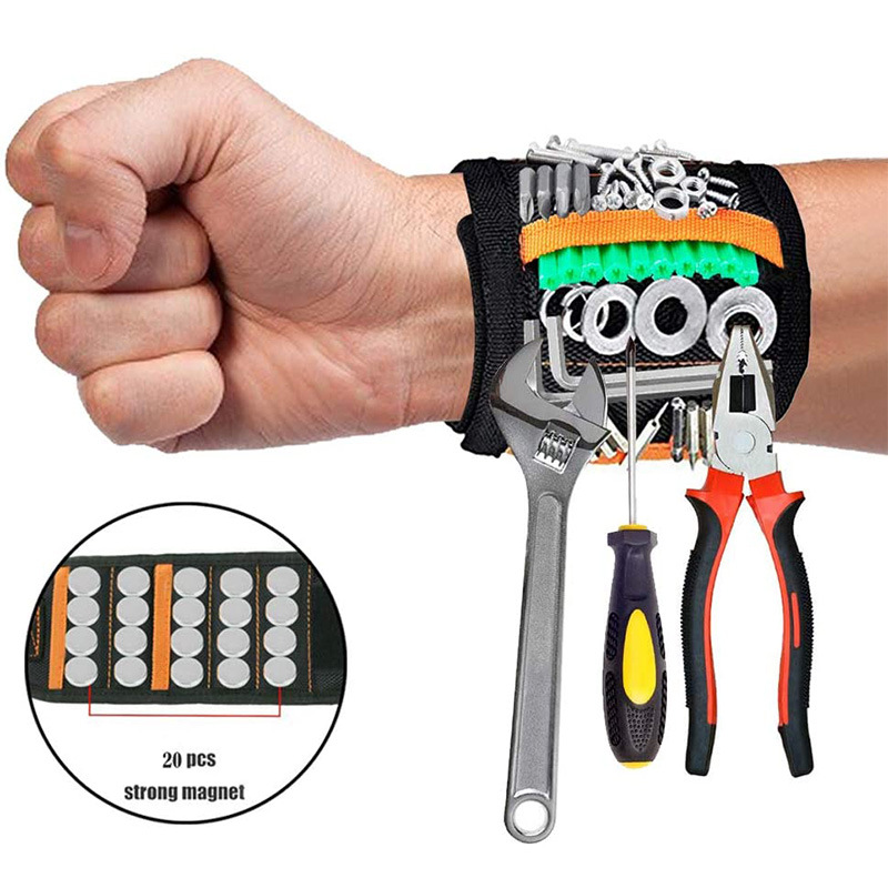 Picture of Magnetic Wrist Strap Strong Magnet Adsorption Hand-held Strap Metal Screw Storage Tool Strap Velcro Magnetic Wrist Strap