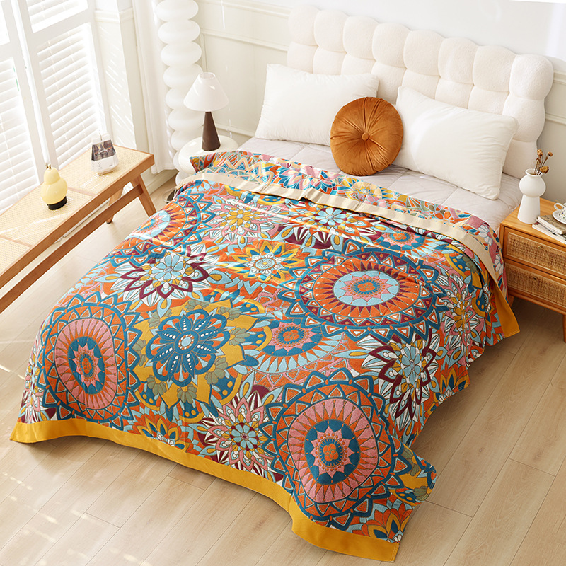 Cross-border New Style Towel Blanket Summer Cool Quilt Thickened Cotton Five-layer Gauze Towel Quilt Four Seasons Pure Cotton Single Double Blanket