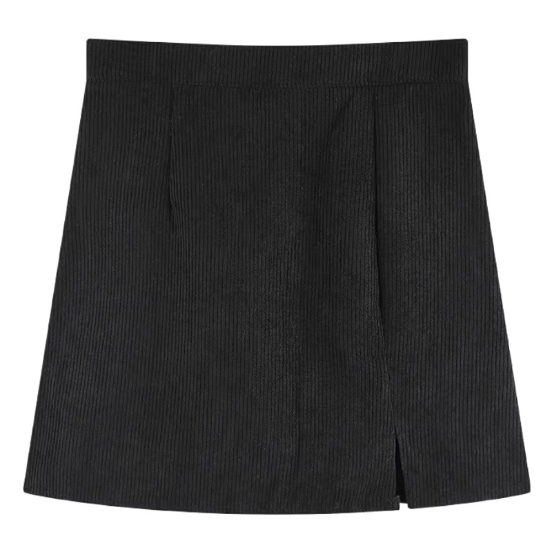 2023 autumn and winter new corduroy skirt women's design sense split hip skirt small Korean style A- line skirt