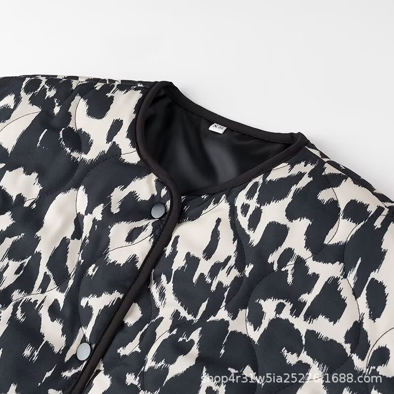 Picture of European and American style wholesale 2024 winter new animal print round neck loose casual long sleeve cotton-padded jacket jacket
