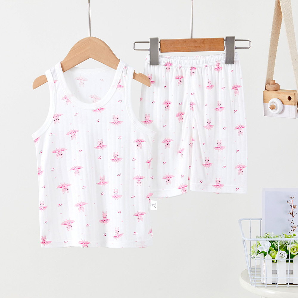 Picture of Children's vest shorts suit summer new boys' sleeveless top girls' bottoming shirt children's cold feeling wholesale
