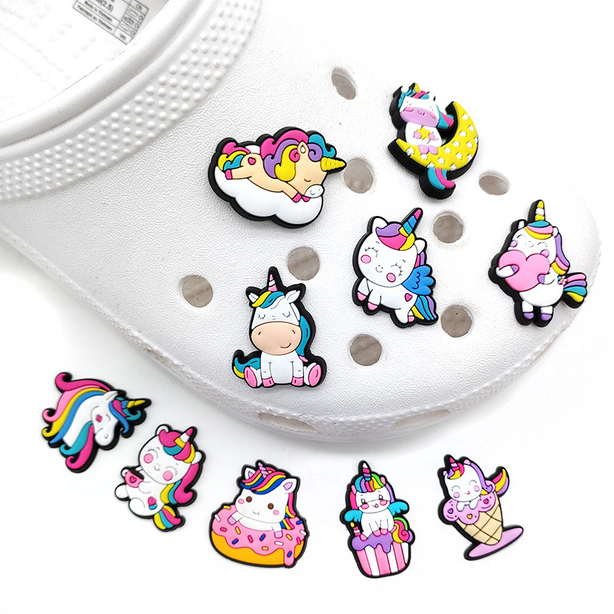 Picture of suit Cute Cartoon Unicorn Shoes Flower Croc Hole Shoes Shoe Buckle Garden Shoes Decorative Buckle