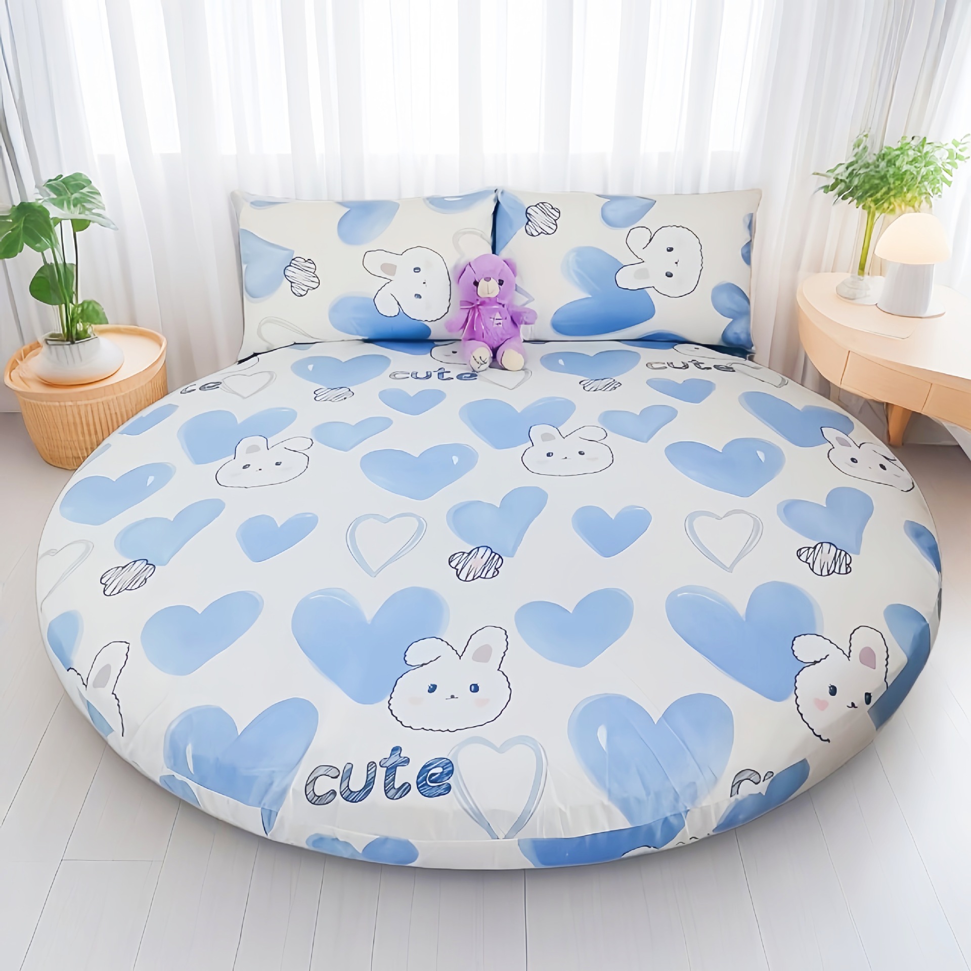 Picture of Cross-border Amazon Shrimp Hotel Round Waterproof Round Bed Cover Four-piece Bed Cover Simmons Mattress Cover Dust-proof
