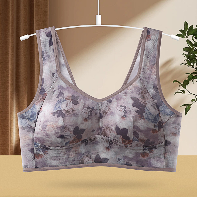 Picture of Summer Middle-aged and Elderly Mother Bra Underwear Full-size Cup Thin Mold Cup No-mark Vest Beautiful Back No-steel Rings Women's Bra
