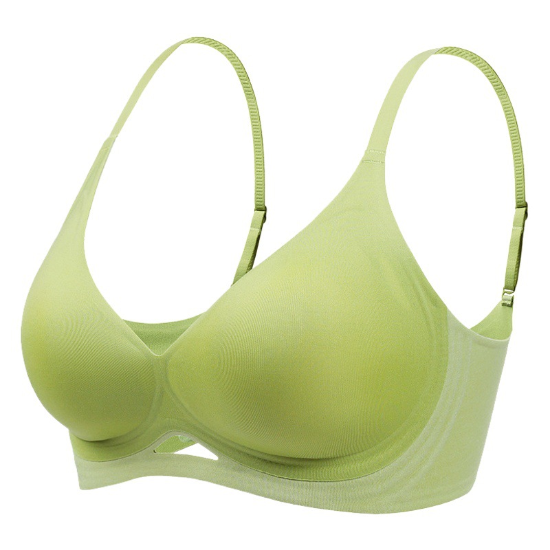 Thin Hollow Jelly Soft Support Fixed Cup Underwear Women's Traceless Pull-up Small Chest Gathering Paramilis Beauty Back Bra