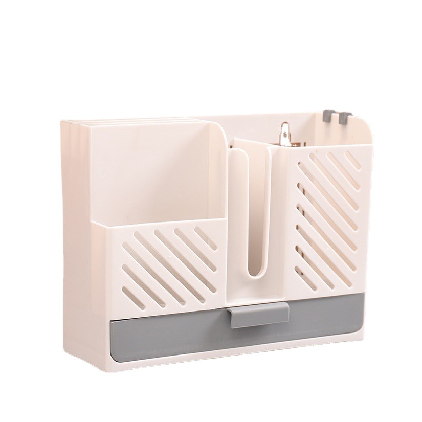 Picture of Chopsticks Cage Wall-mounted Household Non-perforated Chopsticks Tube Draining Thickened Kitchen Tableware Soup Spoon Storage Box Large Capacity