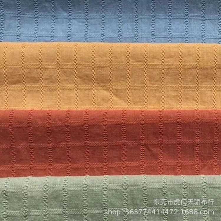 Spot supply spring and summer new woven cotton plaid jacquard cloth cotton yarn cloth Buddha beads plaid jacquard dress material