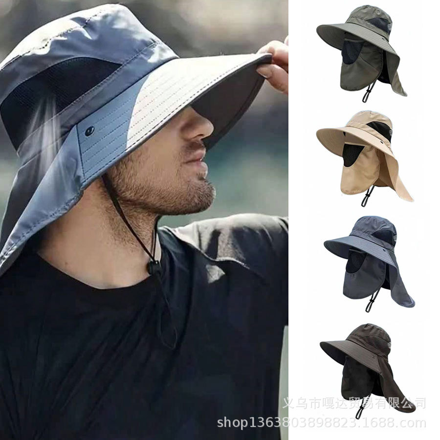 Sunscreen Hat Men's Outdoor Fishing Hat Sunscreen Mask Shawl Mountaineering Hat UV Protection Fisherman Hat Wholesale