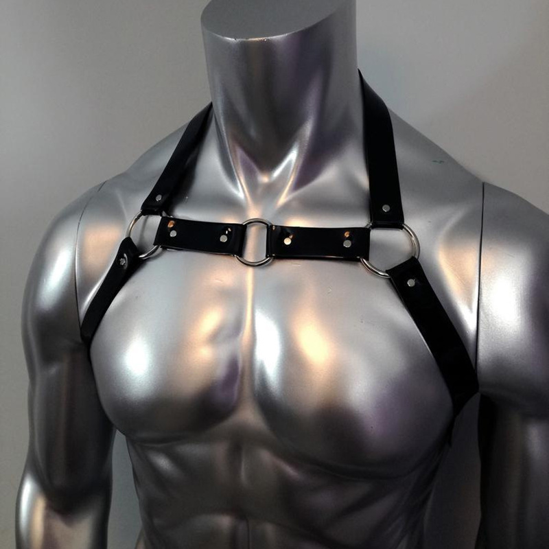 Picture of Cross-border sexy shoulder strap men's restraint strap PU body chain SM binding chest strap alternative belt harness men