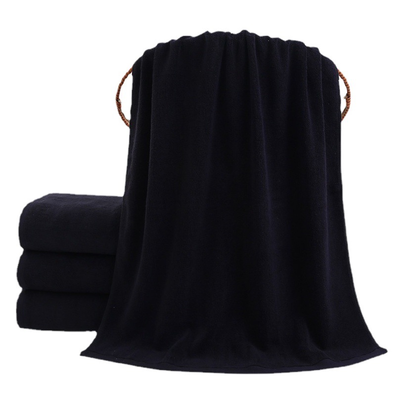 Pure Cotton Black Bath Towel Wholesale Non-Fading Gift Black Adult Large Bath Towel 21 Strands Pure Cotton Absorbent Logo Customization