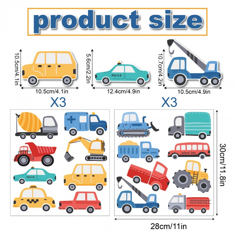 Picture of Cross-border Car Wall Stickers Bohemia Style Transportation Kindergarten Kidsren's Room Bedroom Decoration Cartoon Wall Stickers