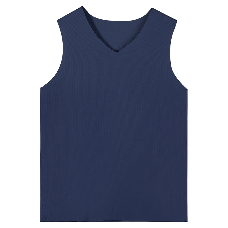 Picture of Ice Silk Traceless Vest Men's Summer Thin Inner Wear Solid Color Sports Waistcoat Base Quick-drying Fitness Hurdle Sweatshirt