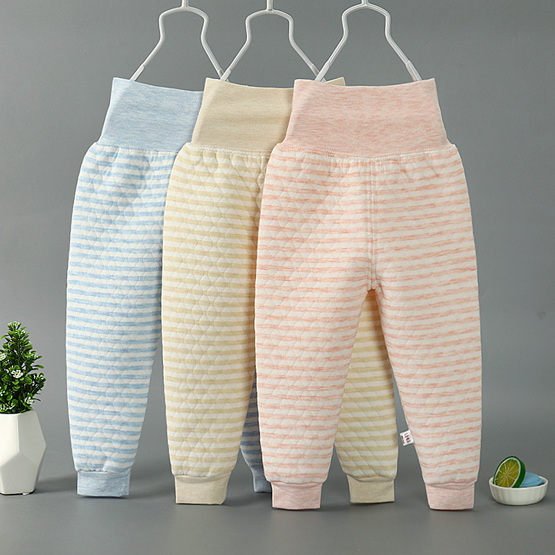 Baby's Thickened Autumn Pants Warm High Waist Belly Pants Children's Warm Pants Single Autumn Pants Fleece-lined Baby Pants Winter