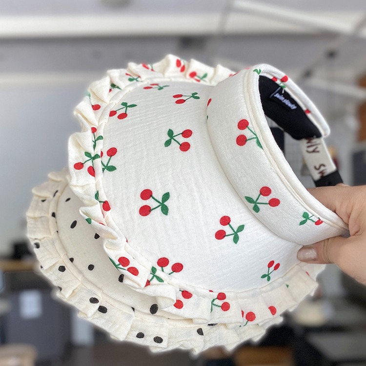 Picture of Children's Hat Summer Korean Style Girls' Lace Big Eave Sunshade Empty Top Hat Baby Female Travel Sunscreen Baby Sun