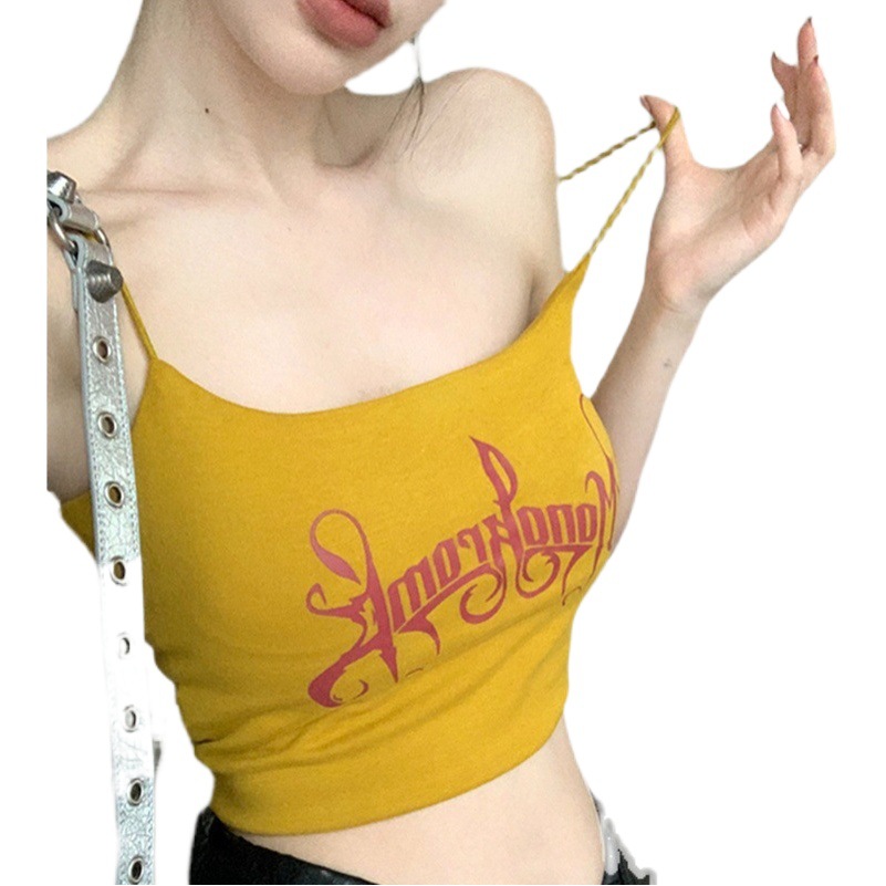 Thai-style camisole women's inner wear with chest pad sexy pure hot girl short top camisole outer wear bottoming shirt