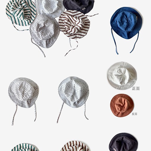 Picture of Baby hat spring and summer thin sun-proof sun-proof striped fisherman hat Korean style trendy children's travel all-match basin hat