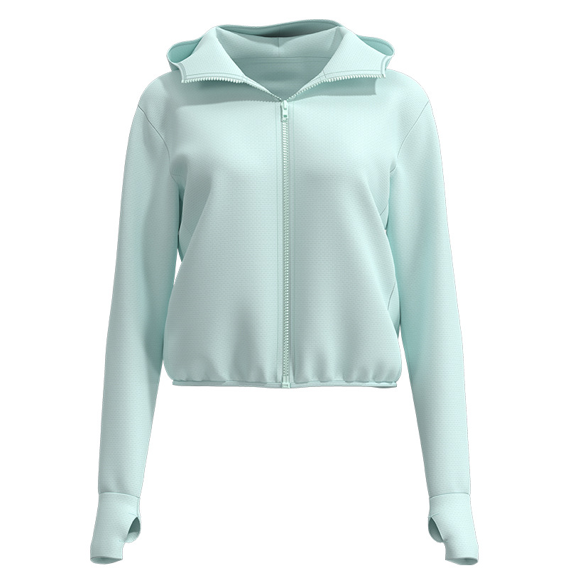 Picture of Juyitang 2025 Spring and Summer New Outdoor Cycling Pure Color Hooded Zipper Breathable Anti-Uv Thin Sun Protection Clothing