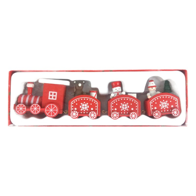 Factory wholesale Christmas decorations five-section train Christmas cartoon children's gifts wooden window ornaments