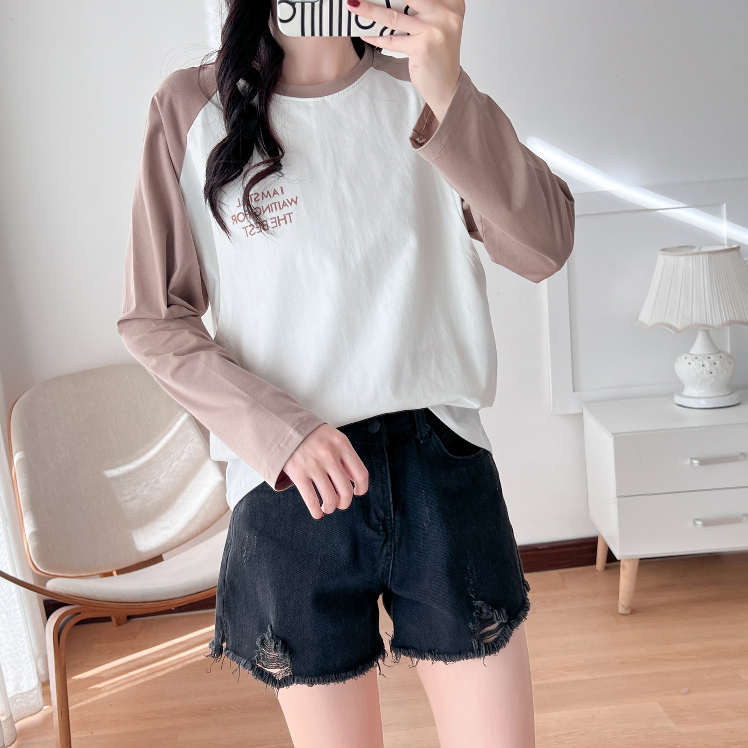 Picture of Breastfeeding Top T-Shirt Hot Mom Style Pure Cotton Outer Wear Spring and Autumn Pregnant Women's Long Sleeve Breastfeeding Moon Dress Women's Large Size