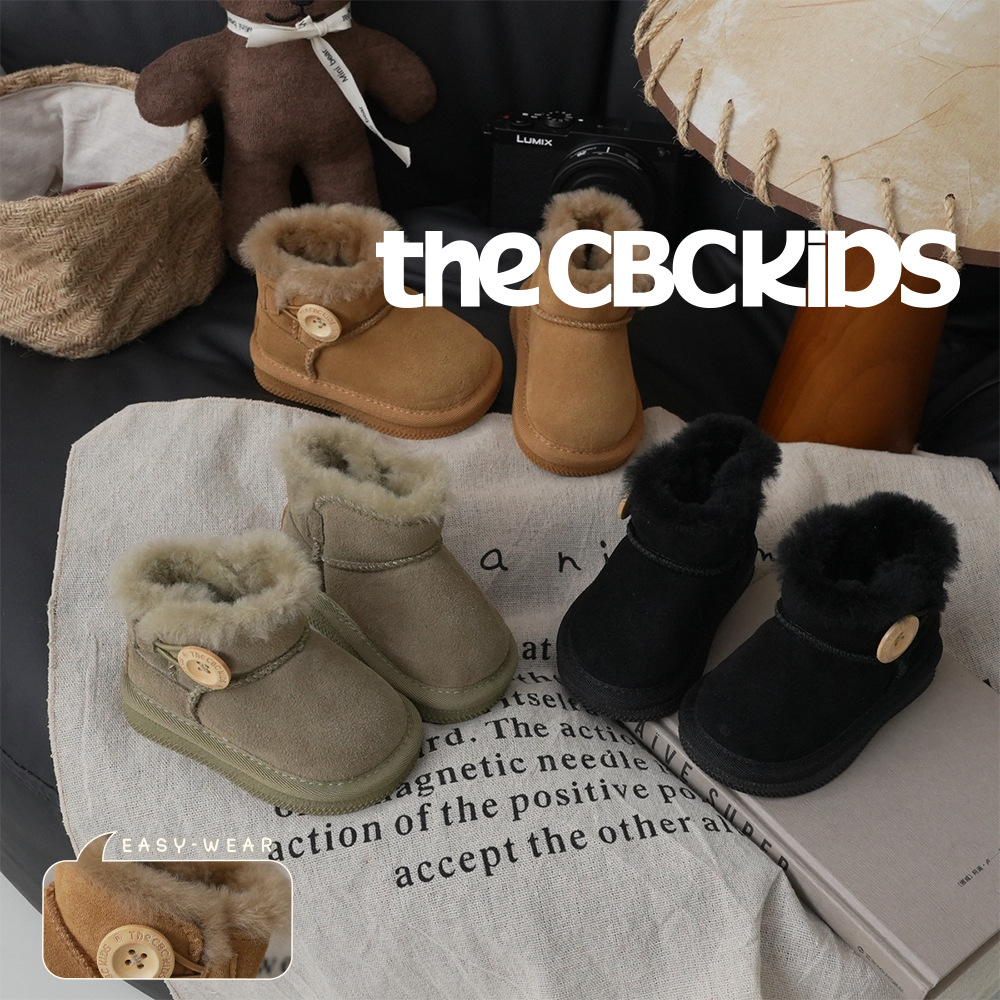 Xshx "Australian Button" Retro Kidsren's Snow Boots for Men and Women Winter Thickeneded Functional Slip-Ons [Wenzhou Shoes]