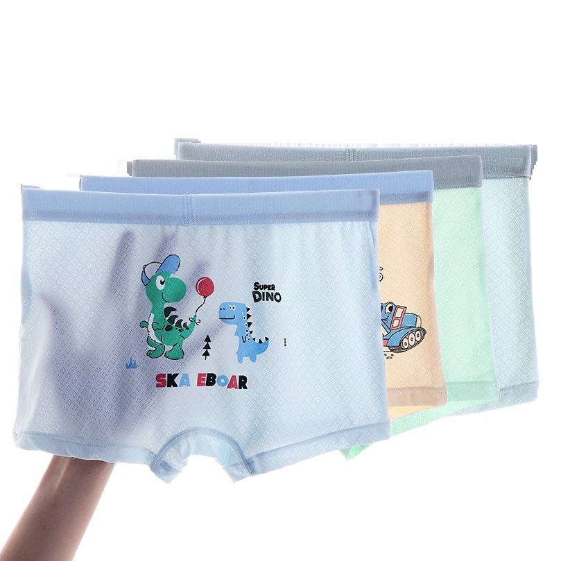 Boys' Underwear Ice Silk Boys' Boxer Summer Thin Middle School Students Four Corner Children's Underwear Men's No Butt
