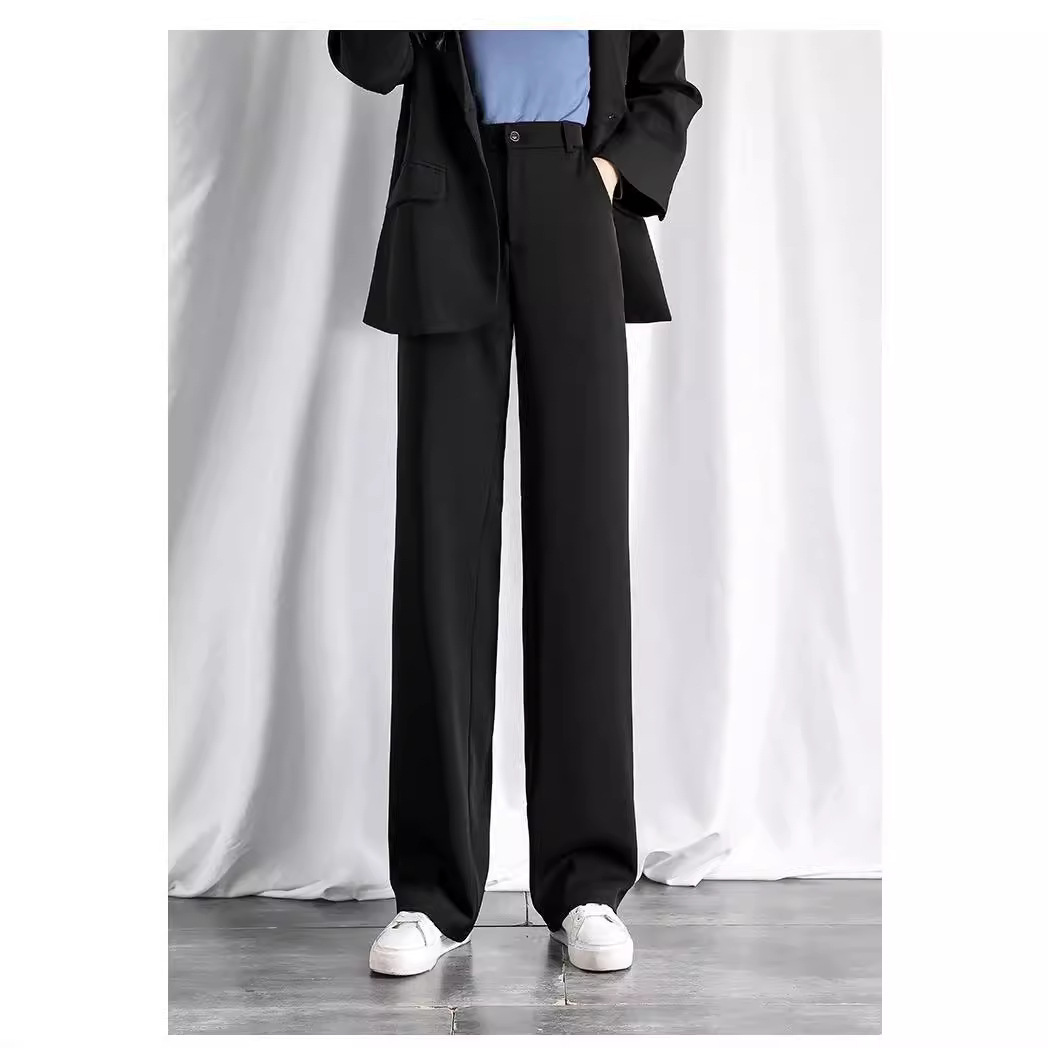 Suit Pants Women's 2024 New High Waist Dosing Sense Advanced Sense Straight Pants Small Summer Thin Wide Leg Pants