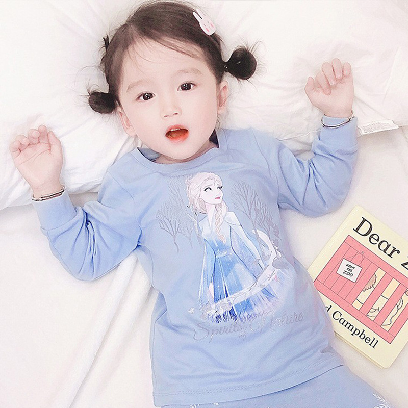 Picture of Children's Pajamas Cotton Baby Air-Conditioning Clothes Elsa Girl Fairy Cute Super Cute Long-Sleeved Girls Home Clothes Set