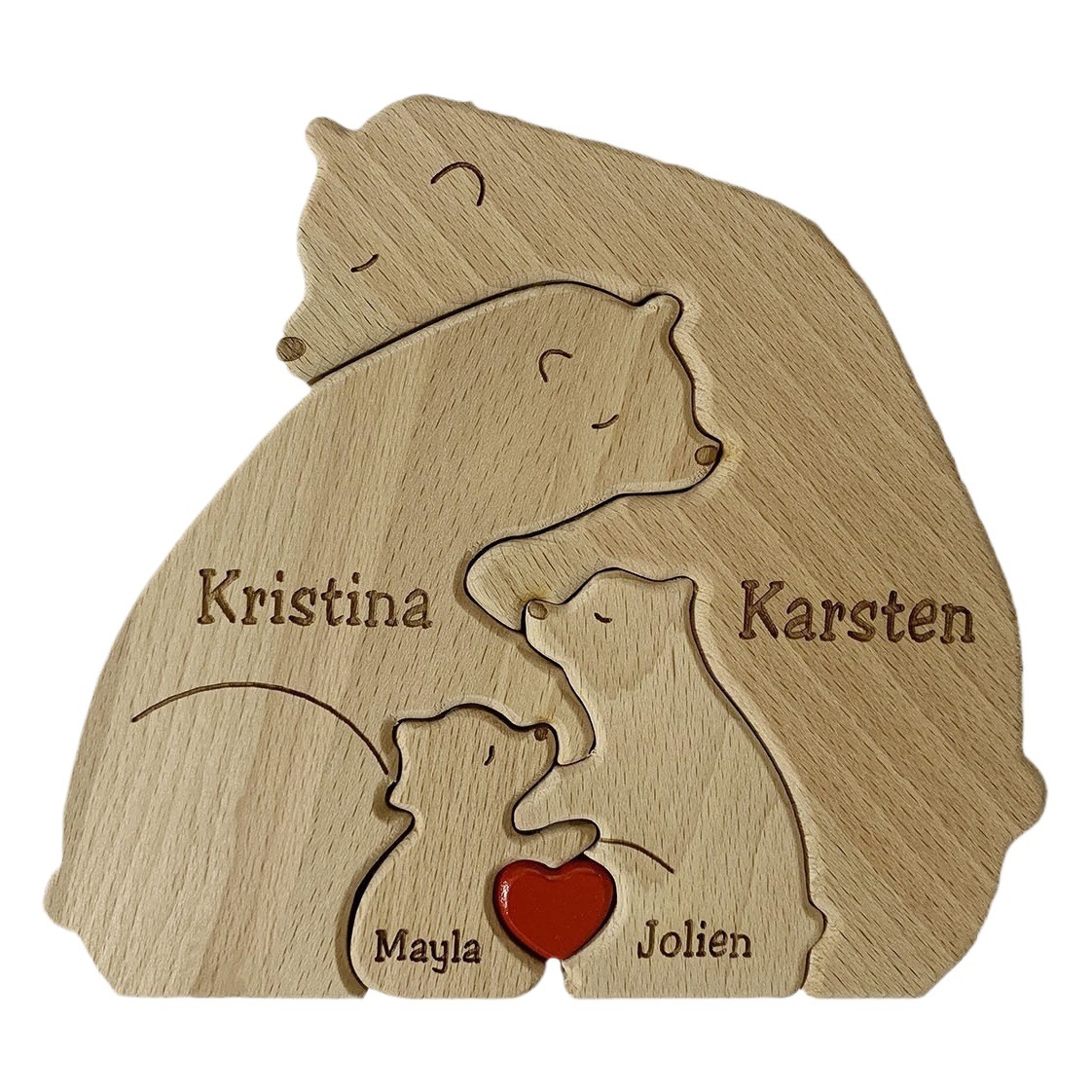 Picture of Cross-border Explosions Wooden Puzzle Family Bear Ornaments Mother and Son suit Hugging Bear Solid Wood Ornaments Engraving logo