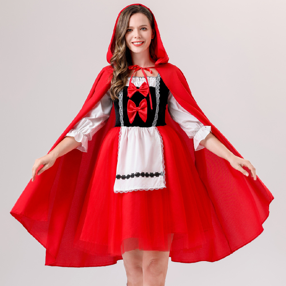 New Halloween Costume Little Red Riding Hood Fairy Tale Drama Costume Adult Cloak Red Christmas Costume